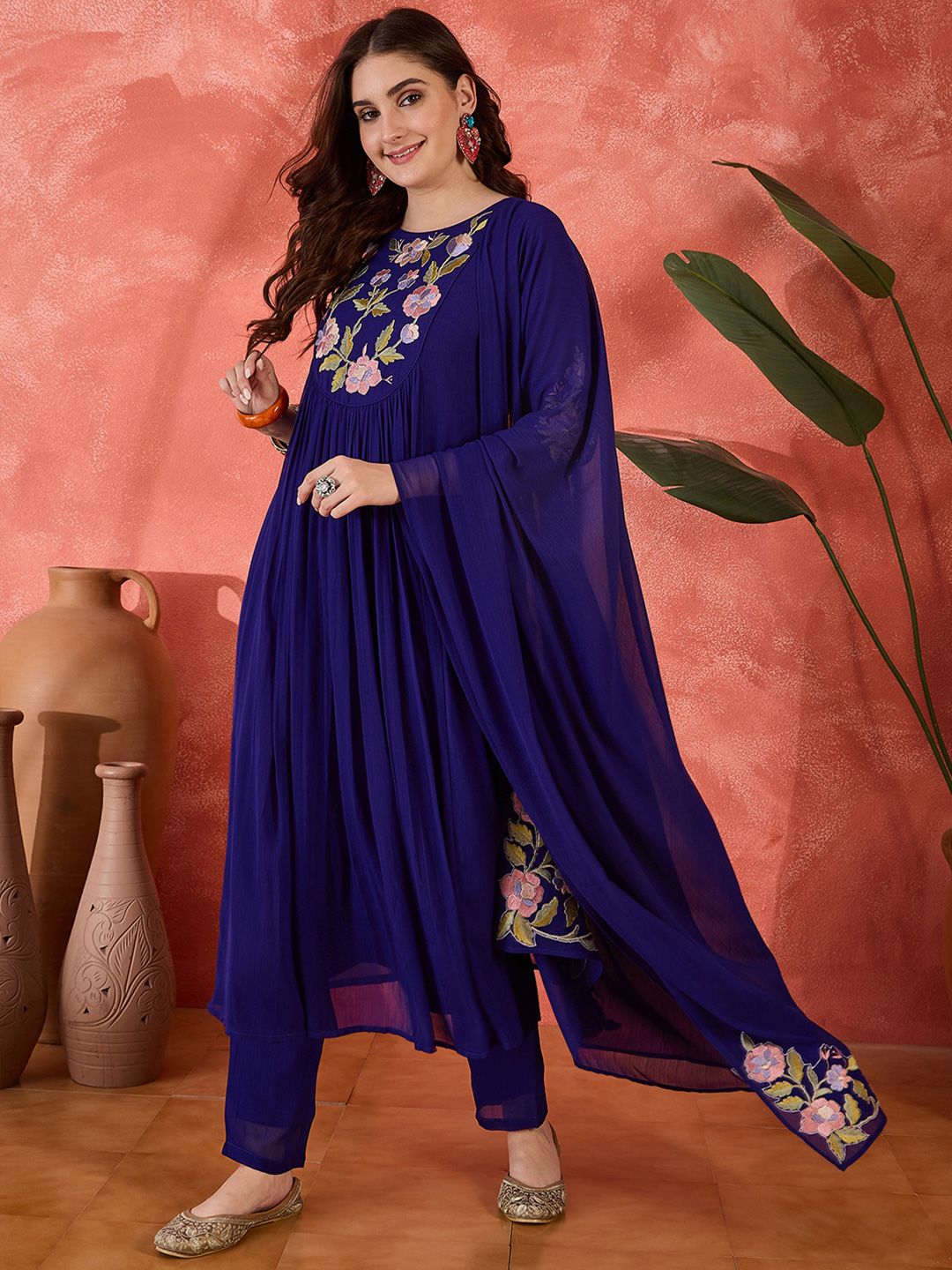 Floral Yoke Design Kurta Set