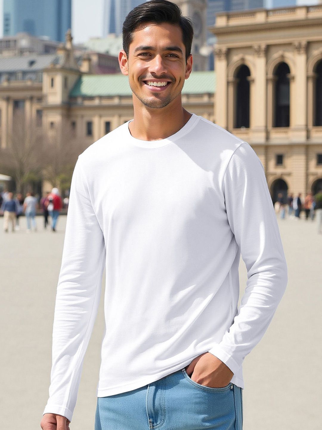Solid Round Neck Pure Cotton T-shirt